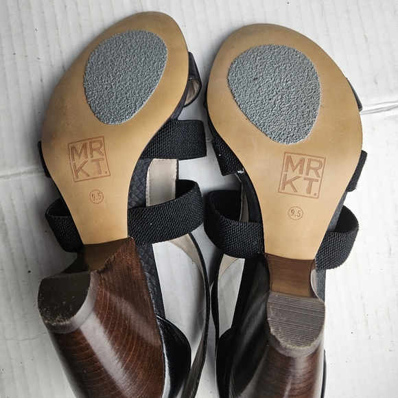 MRKT. Dakota Women Black Mid Wedge Stretch Sandals  Size 9.5 Medium - Picture 7 of 13